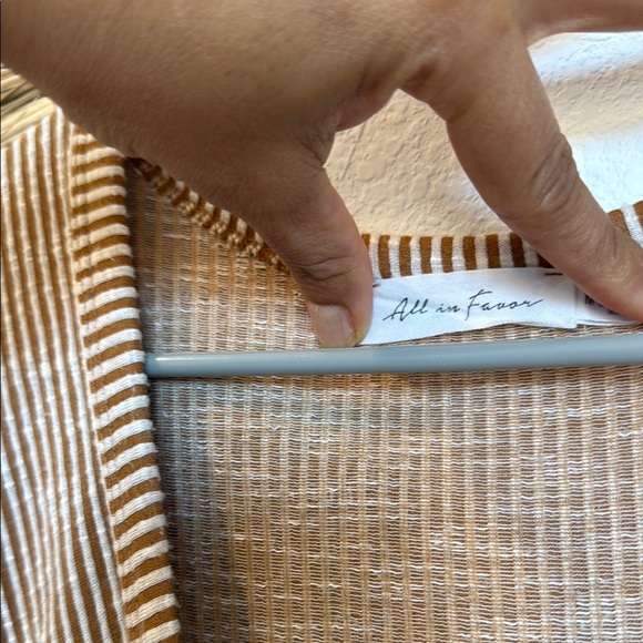 All in Favor Tan and White Jumpsuit with Elegant Stripes - Picture 2 of 10